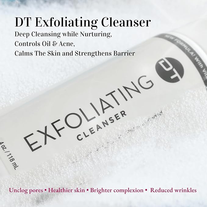 DT Collagen Exfoliating Cleanser with Vitamin B12 – 4oz Deep Cleansing, Acne & Blackhead Treatment, Hydrating & Rejuvenating, Suitable for All Skin Types