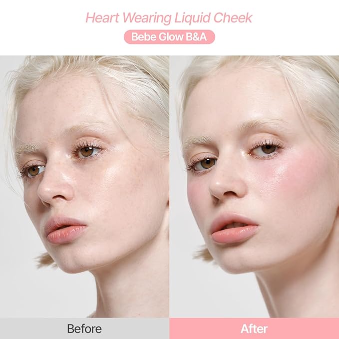 2aN Heart Wearing Liquid Cheek (0.15oz) – Dewy Liquid Blush with Soft Glow & Clear Layering | Hydrating Essence + Glossy Oil Blend | Buildable, Finger-Blend Texture | 8 Vibrant Shades (01 Bebe Glow)