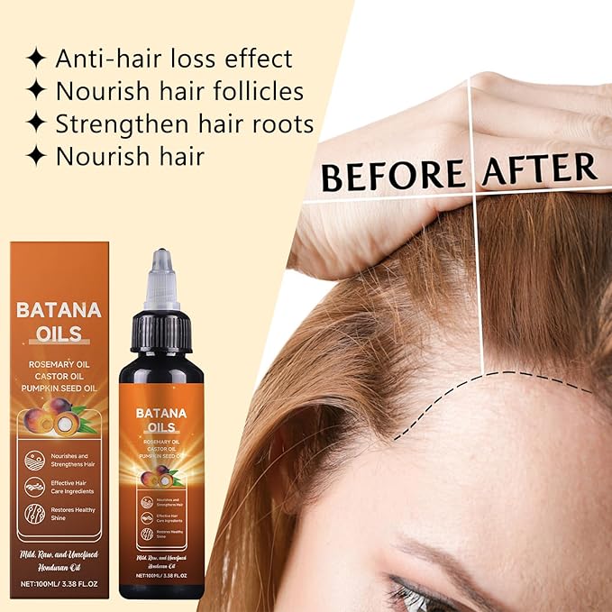Batana Oil for Hair, 4-in-1 Liquid, Rosemary, Pumpkin Seed & Castor Oil, Unisex Adult, Unscented, 2Pcs, 1 Fl Oz