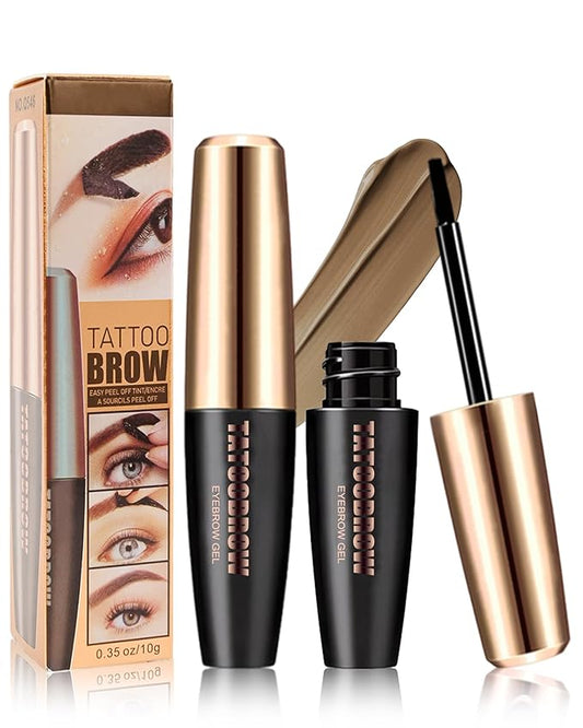 Eyebrow Gel Peel Off, 2Pcs Light Brown Tattoo Eyebrow Gel Easy Peel Off, Long Lasting Waterproof Eye Brow Tinting Dye, Tattoo Brow Tint Stain Peel-Off Kit for Eye Makeup,Christmas Gift for Women-02