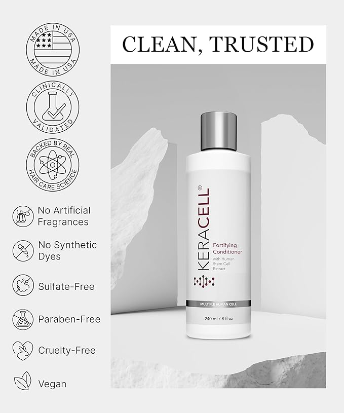 Fortifying Conditioner - Deep Conditioner for Women & Men with Human Stem Cell Extract - Strengthens, Detangles & Adds Shine for Thinning or Fine Hair - Safe for Color-Treated Hair - 8 oz