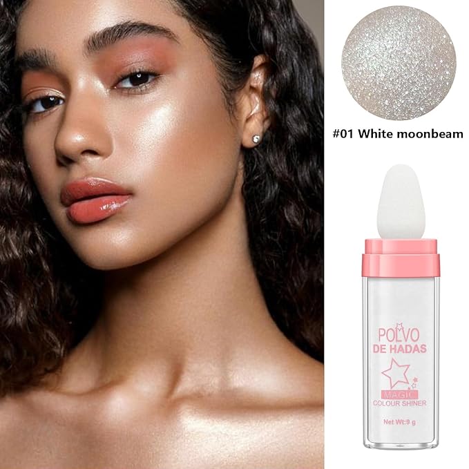 URQT 3 Color Polvo De Hadas Fairy Dust Highlight Patting Powder - Full Body Contouring and Clavicle Pearlescent Patting Powder for Face and Eye, Halloween Sparkling Body Glitter Powder (Trio)
