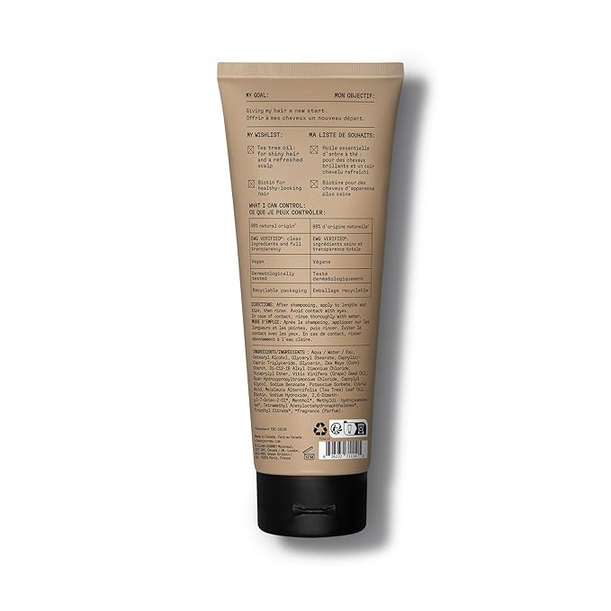 Clarify Refresh Detox Hair Conditioner, EWG Verified, Infused with Tea Tree Oil and Biotin, For Oily Hair + Buildup, Clean Ingredients, Vegan, Fresh Scent, 8 Fl Oz