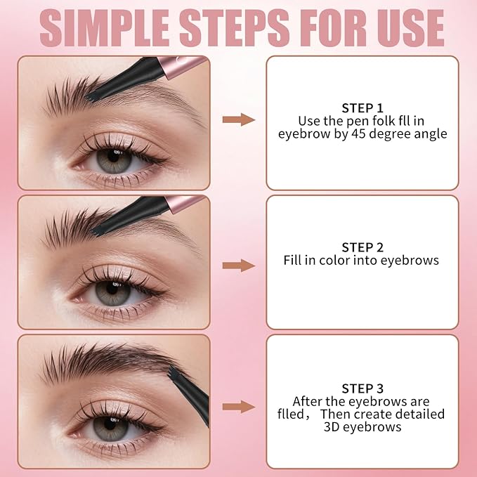 Eyebrow Pen, Waterproof Microblading Eyebrow Pencil, Eye Brown Makeup Pen with a Micro-Fork Tip for Women to Effortlessly Create Hair Like Natural Brows Light Brown