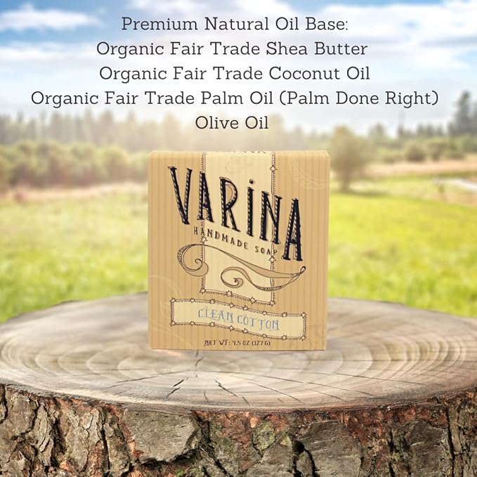 Natural Clean Cotton Bar Soap - Gentle Cleansing for Sensitive Skin, Fresh - 3 Pack