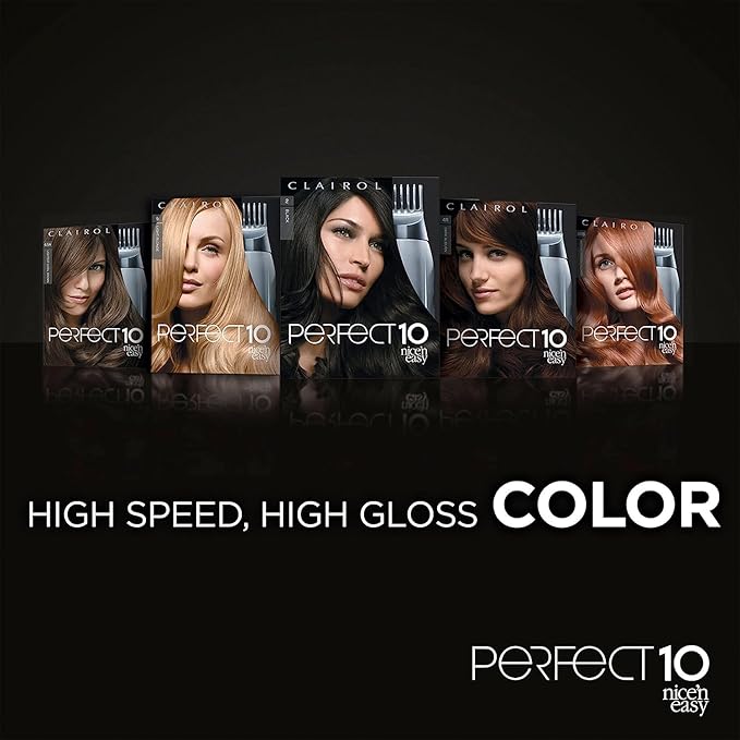 Clairol Nice'n Easy Perfect 10 Permanent Hair Dye, 4 Dark Brown Hair Color, Pack of 2