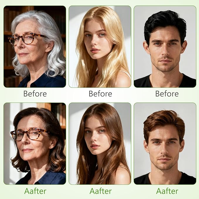 4 in 1 Hair Dye Shampoo for Gray Hair, Semi-Permanent Instant Chestnut Brown Hair Color Shampoo for Women and Men, Herbal Ingredients Hair Care, 100% Grey Coverage 500ml