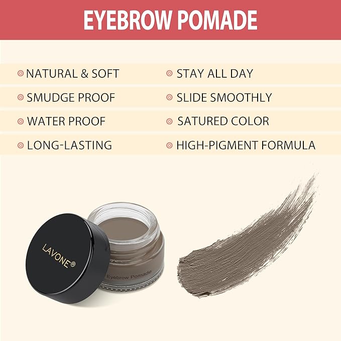 LAVONE Hair-Like Eyebrow Pen Makeup kit, Eyebrow Pencils for Women with Waterproof Microblading Eyebrow Pencil, Eyebrow Pomade, Eyeliner and Eyebrow Brush, Create Full, Natural Brows, Dark Grey