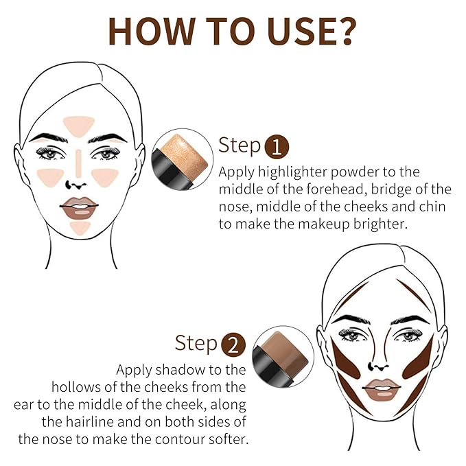 2 In 1 Cream Contour Stick Makeup with Built-In Brush, Makeup Concealer Stick for Women, Long Lasting, Waterproof, Matte (#05)