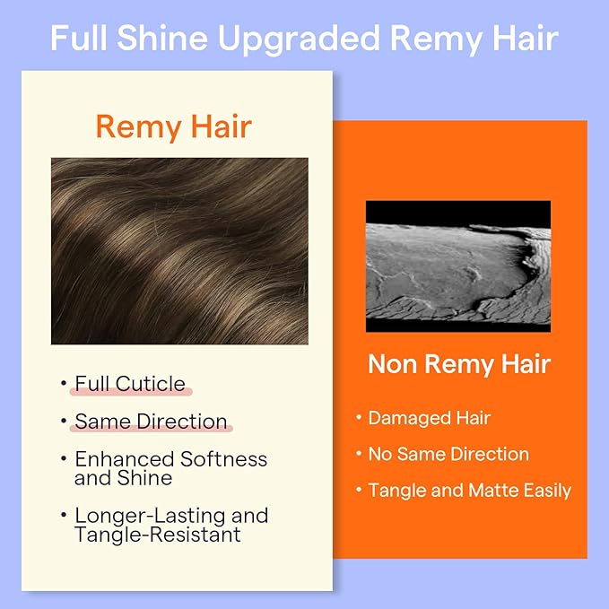 Full Shine Dark Brown Human Hair Clip in Extensions Double Weft Clip in Hair Extensions Real Human Hair Balayage Brown Remy Straight Hair Extensions 20 Inch 7 Pcs 120 G