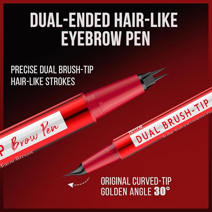 Vevivia Eyebrow Pencils for Women - Eyebrow Pen with Dual-Brush-Tip & Curved Tip for Natural Fuller-Looking Brows, Precise Hair-Like Strokes for All Brow Types, Last All-Day Brow Makeup, Light Brown