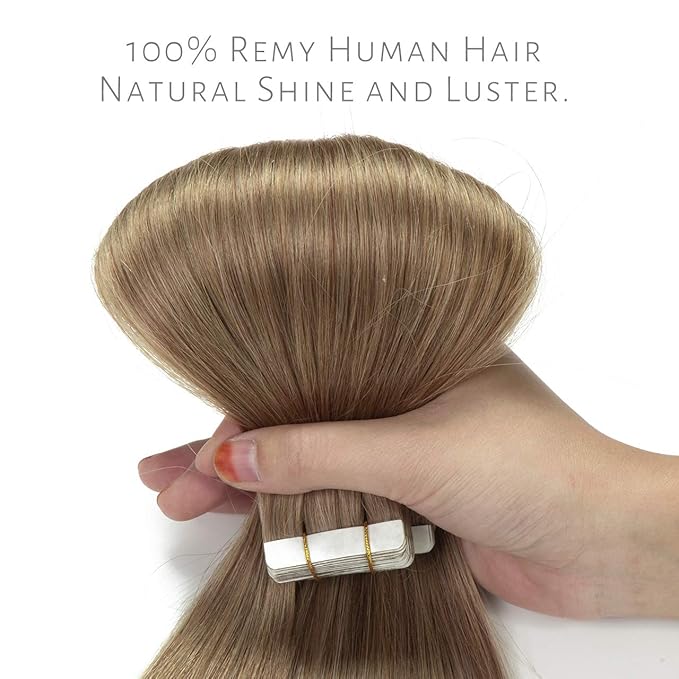 Lacer 18 inch Seamless Remy Tape in Human Hair Extensions Natural Balayage PU Skin Weft 100% Real Virgin Human Hair Color #6 Medium Brown Double Side 50g 20pcs/set