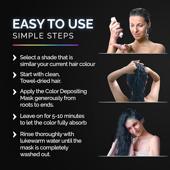 Herbishh Koloret Keratin Color Depositing Hair Mask 2-in-1 Deep Conditioner for Vibrant Hair, Revives Color, Ideal for Dry Damaged Hair Salon Worthy Shine at Home All Hair Types Silver Blue 3.5 fl oz