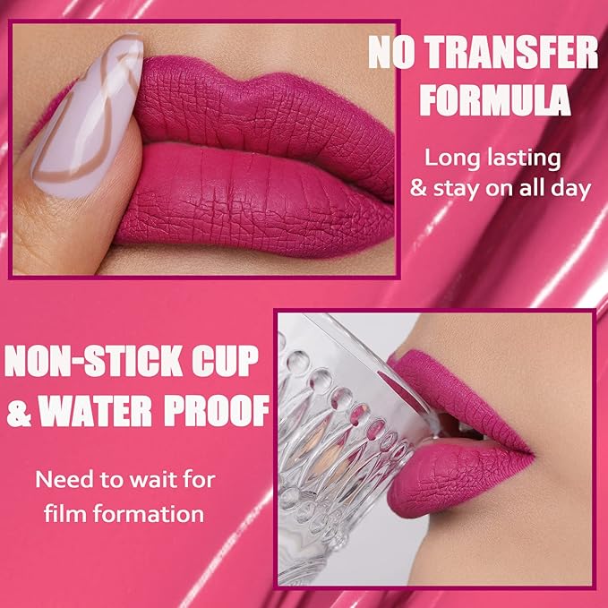 Oulac Matte Liquid Pink Lipstick for Women, Pink Nude Long Lasting Lipstick, Waterproof Lip Stain, No Transfer, Creamy High Pigmented Formula with Vitamin E, Vegan & Cruelty-Free M16