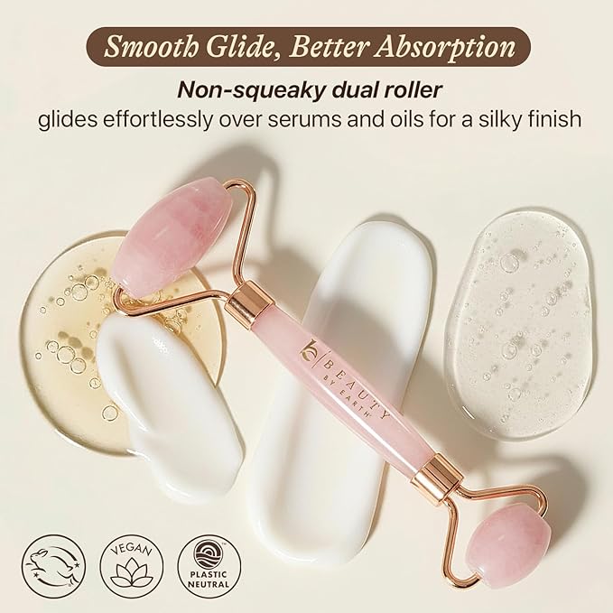 Rose Quartz Face Roller - Relaxation Gifts for Women, Stocking Stuffers for Teenage Girls & Her, Massager Skin Care Tools for Fine Lines and Wrinkles, Beauty Gift Ideas, Self Care Facial Tool