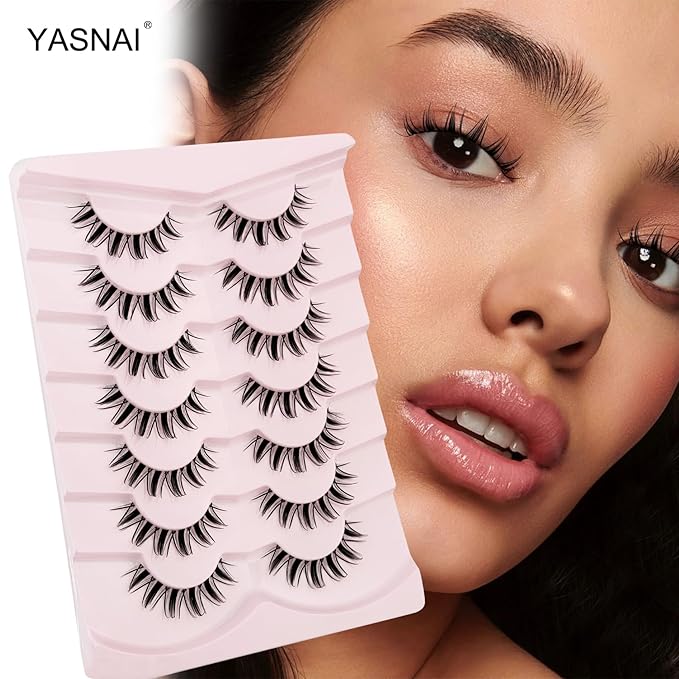 Fairy Lashes Manga Lash False Eyelashes Natural Look, Yasnai Anime Lashes Fake Lashes Volume 12mm Eye Lashes, Strips Lashes Natural False Lashes Clear Band 6 Pairs Pack