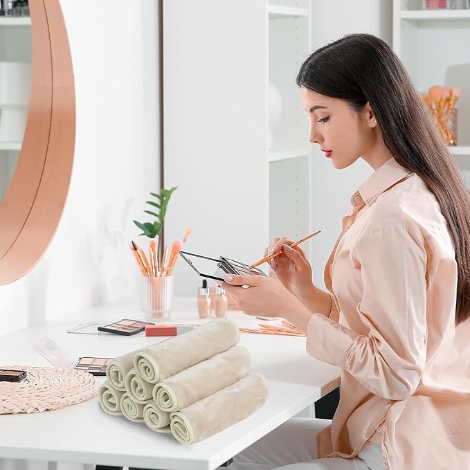 Nugilla Makeup Remover Cloths, 8 Packs Makeup Remover Towels Reusable Face Wash Cloth, Soft Makeup Remover Microfiber Face Cloth for Women(Beige)