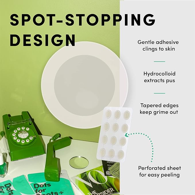 Dots for Spots Pimple Patches For Face - Stocking Stuffers For Teens - Fast Acting, Translucent Hydrocolloid Zit Patches that Unclog Pores Korean Skin Care - Vegan, Cruelty Free - (60 count)