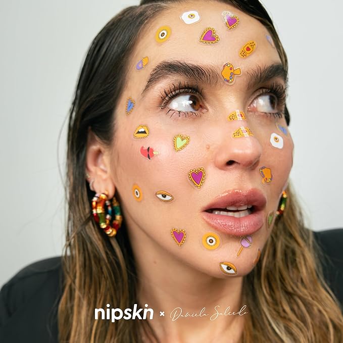NIPSKIN Stick-On Face & Body Art Patches – Daniela Salcedo Collection - Jewel-inspired Design Pore Strip – Sweat-Proof, Soft on Skin – 24 Patches