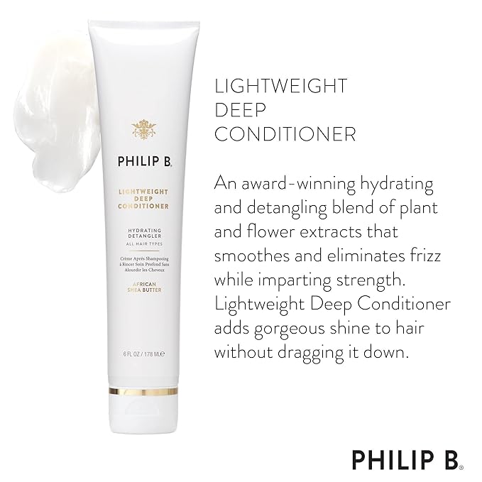 PHILIP B Lightweight Deep Conditioner, 6 fl. oz. (178 ml) - Hydrating Detangler, Adds Moisture, Shine and Smoothness, For All Hair Types