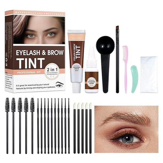 25-piece set Lash Color Kit,Professional Lash & Brow Coloring Kit, Lasting for 4-6 Weeks DIY Hair Color for Home(Brown)
