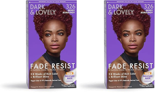 SoftSheen-Carson Dark and Lovely Fade Resist Rich Conditioning Hair Color, Permanent Hair Color, Up To 100 percent Gray Coverage, Brilliant Shine with Argan Oil and Vitamin E, Berry Burgundy
