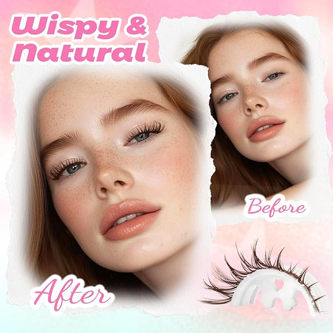 Lash Clusters Brown Manga Lash Clusters Spiky Doll Individual Lashes 120Pcs D Curl 8-16MM Doe Eyed Cluster Eyelash Extensions with Clear Band for DIY at Home (Narcissus-Brown)