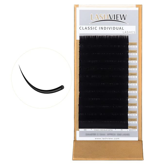 LASHVIEW 0.20 Thickness Silk D Curl Fake Eyelash Extensions Mixed Tray 8-15mm Natural Thick Lashes Individual Semi-Permanent Eyelashes Application for Professional Salon Use
