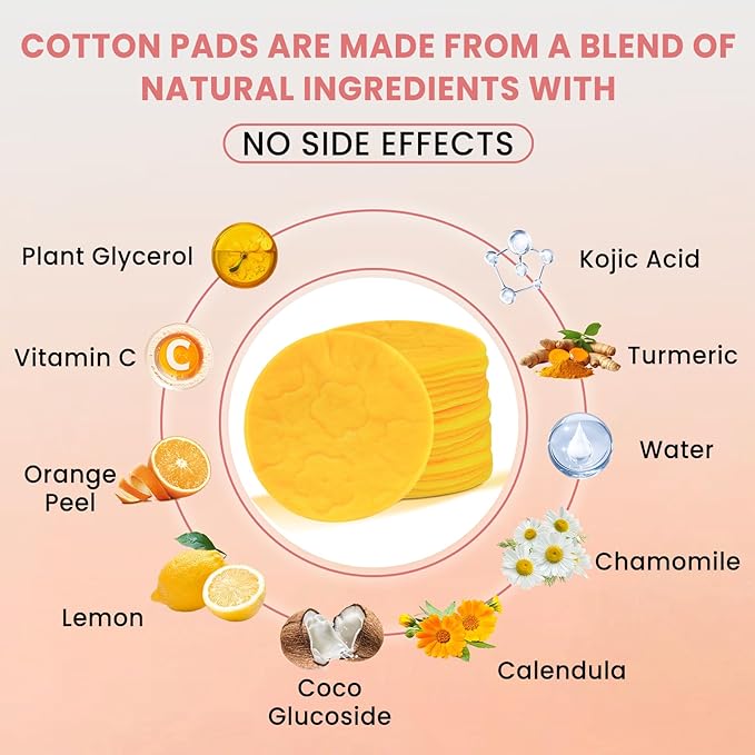 PIPIHUA Turmeric Kojic Acid Cleansing Pads: Turmeric Cleansing Pad for Dark Spots - Kojic Acid Exfoliating Face Scrub Pads for Face and Body (80PCS)