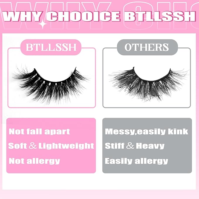 8Pairs Wispy Mink Lashes Fluffy Eye Lashes Natural Look 5D Volume Fake Eyelashes Pack 3D622 by BTLLSSH
