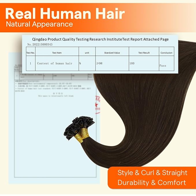 Full Shine Ktip Human Hair Extensions Color 2 Dark Brown K Tip Hair Extensions Human Hair 14 Inch Natural Soft Human Hair 50 Grams Fusion Extensions Remy Hair for Women