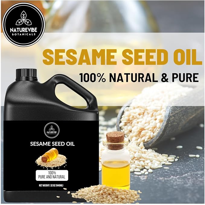 Naturevibe Botanicals Sesame Oil 32 Ounces | 100% Pure and Natural | Great for Skin Care and Hair Care