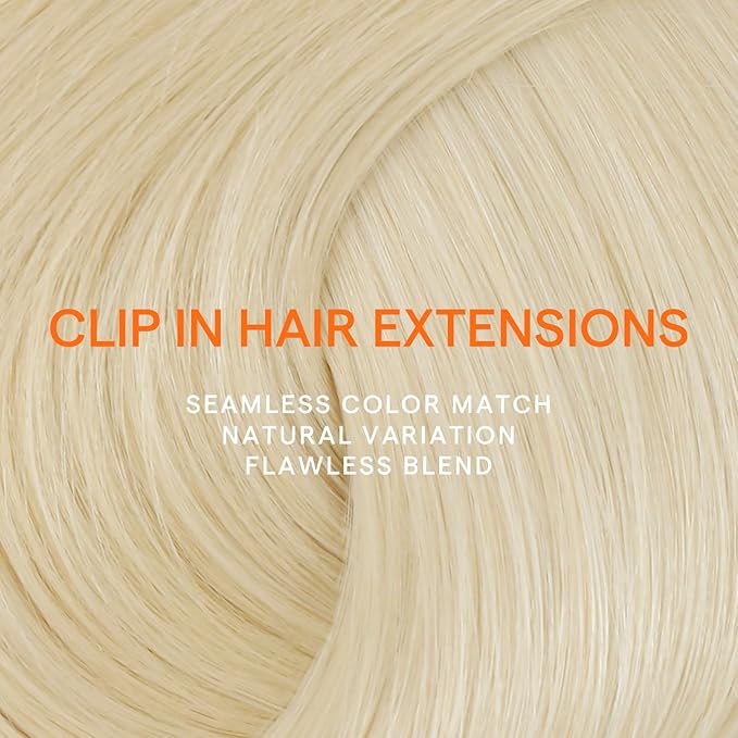 Full Shine Platinum Blonde Clip in Hair Extensions 22 Inch Hair Clip in Extensions Blonde Seamless Hair Extensions Remy Human Hair 7 Pcs 120 G
