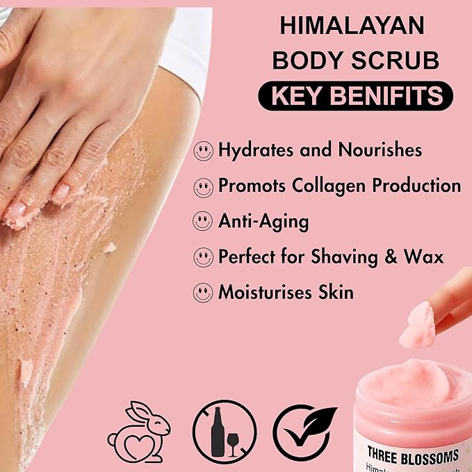 Himalayian Salt Body Scrub | 220g Natural Skin Smoothing Body Scrub Exfoliator for all Skin types, Exfoliating Scrub for Toning, Cellulite, Wrinkles, Gifts for Women and Men (220g, Himalayan Salt)