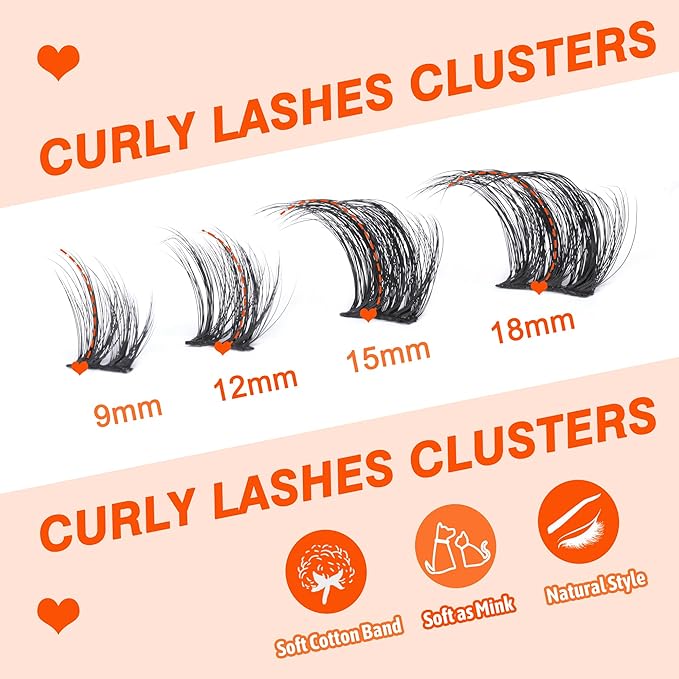 Lash Clusters Natural Look Individual Eyelashes D-Curly Volumious Lashes Extension DIY Cluster Eyelashes that Look Like Extensions by Eefofnn