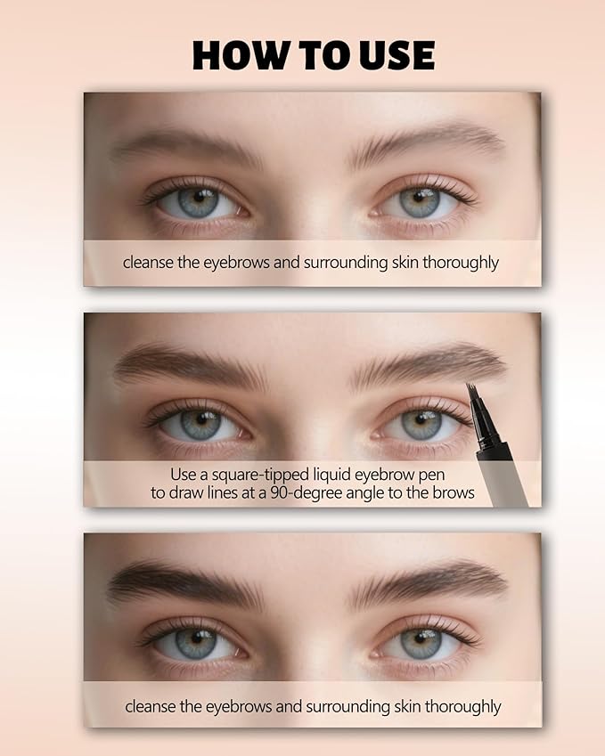 Microblading Liquid Eyebrow Pencil, Waterproof Smudgeproof Multiple Fork Tip Angled Wild Tinted Brow Pen,Filler Dye Eye Brow Pencil Thin Hair Like stroke for shaping,Women Makeup Last All Day-01 Brown
