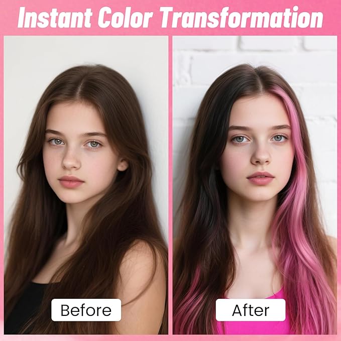 Pink Hair Spray, Temporary Hair Color Spray for Women Men– Safe Non Sticky Washable One Day Hair Dye Spray, Disposable Accessories Included, for Halloween Cosplay Party DIY Costume Pet Fun