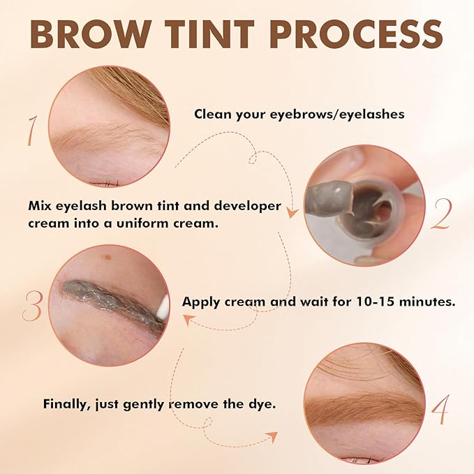 Lash Color Kit Light Brown Lasting for 4 Weeks Professional Eyelash & Eyebrow Color Kit with Natural Looking Safe Ingredients Easy to Use for Salon & Home