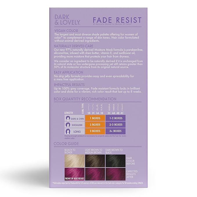 Softsheen-Carson Dark and Lovely Hair Dye, Fade Resist Hair Color with Conditioning Mask, Poppin Pink, 1 Kit