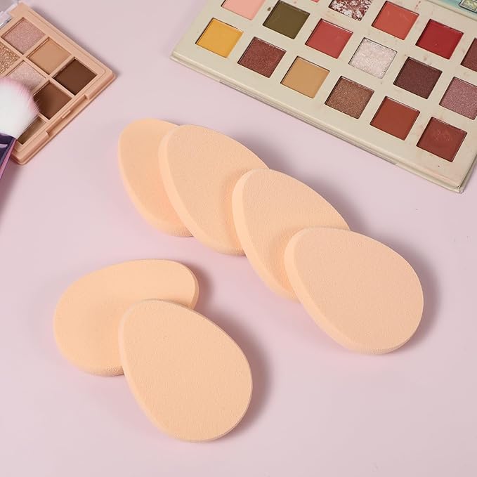 6 Pcs Flat Makeup Sponge, Beige Smooth Makeup Sponges Cushion Foundation Puff Make up Cushion Make up Applicator Sponge for Natural and Easy Soft Long-lasting and Beginner-friendly