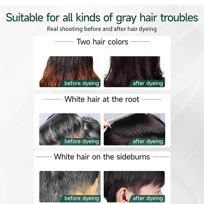 Natural Plant Extracts Unisex Hair Dye Cream, Targeted Gray Coverage, Root/Sideburns Touch-up & Full dyeing, without Blending, 2-in-1 Grey Coverage & Haircare (Dark Brown, 1 Count)