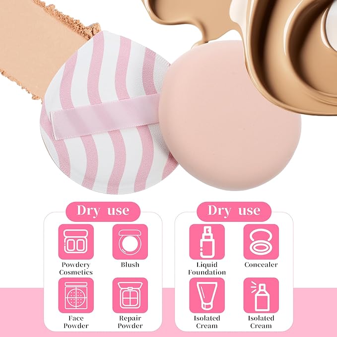 4 Pack Large Makeup Sponges for Foundation, Soft Korean Teardrop Setting Powder Puff Makeup Cushion Blender Sponge for Liquid, Cream, Concealer and Powder, (Large Size)