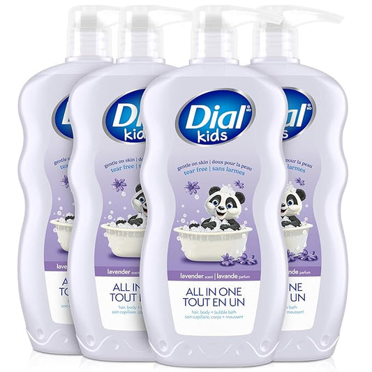 Dial Kids 3-in-1 Body+Hair+Bubble Bath, Lavender Scent, 24 fl oz (Pack of 4)