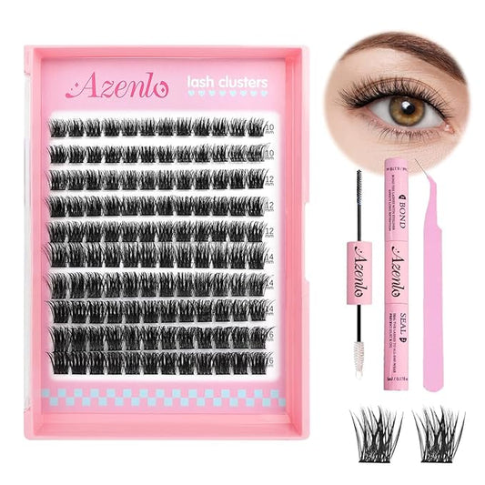 Natural Lash Clusters Kit Wispy Eyelash Clusters 120 pcs Cluster Eyelash Extensions C Curl Individual Lashes 10-16 mm Mix Length Natural Look Lashes Clusters with Thin Lash Band（02D-Lash KIT)