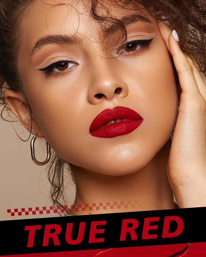 Red Lipstick Set Long Lasting 3Pc Matte Liquid Lipsticks for Women Non Transfer Smudgeproof Red Brown Orange Lipstick Kit Cruelty Free Lip Color, 13/50/51