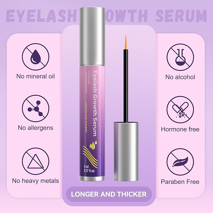 Lash Serum Natural & Vegan Eyelash Growth Serum for Longer, Thicker, Fuller Lashes Nourishing & Conditioning Formula Safe for Sensitive Eyes - 5ml