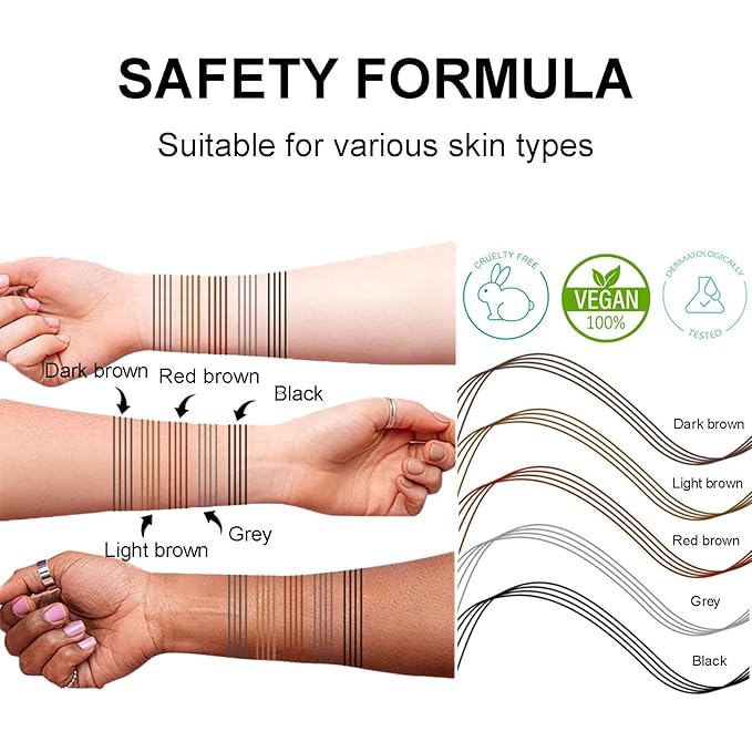 Microblading Eyebrow Pencil, Eyebrow Pen with an Upgrade Micro-Fork Tip Applicator, Waterproof Long-Lasting Microblading Brow Pen, Brow Pencil for Natural Looking Brows Makeup, Reddish Brown, 1Pcs