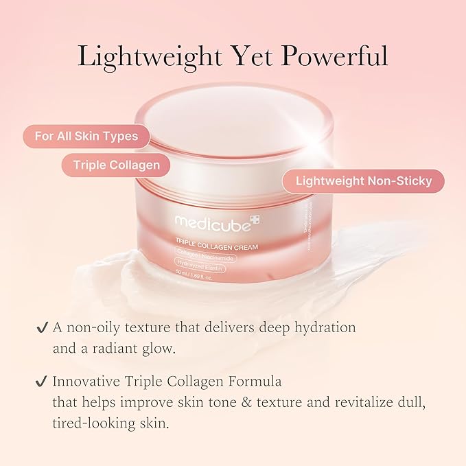 medicube Triple Collagen Nourish and Hydrate Duo: Triple Collagen Cream and Triple Collagen Serum | Niacinamide, Hyaluronic Acid for Glowing, Fimer-Looking Skin | Korean Skin Care, Stocking Stuffers