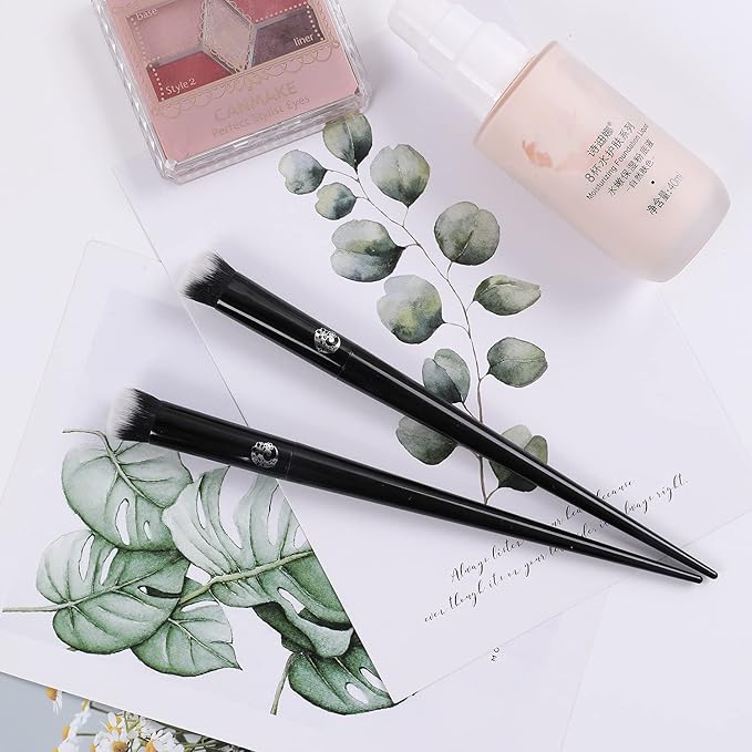 ENERGY Precision Concealer Brush Under Eye Nose Contour Foundation Brush for Liquid Cream Foundation Powder Eyebrow Concealer Blending Baking Buffing Vegan Premium Synthetic Makeup Brush Black