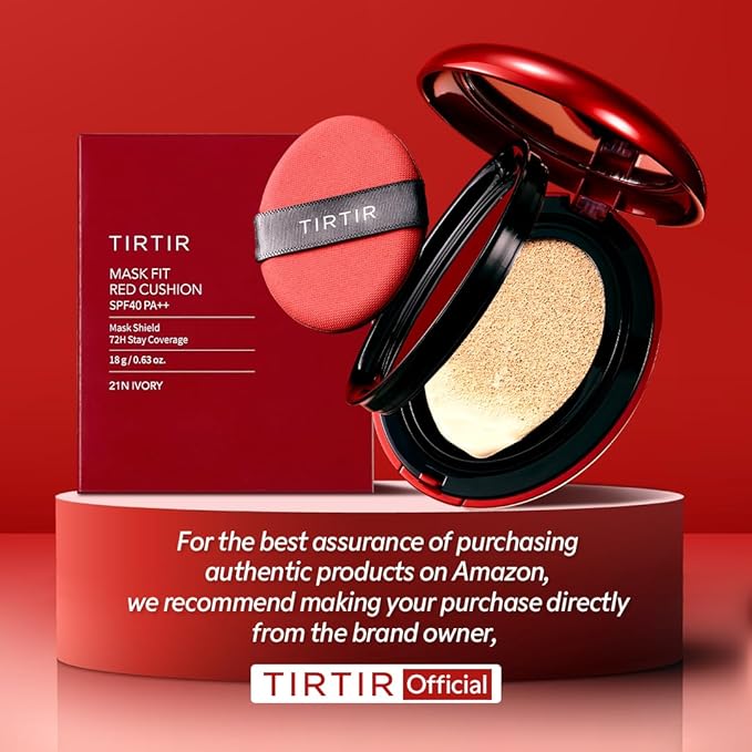 [*Mini Size*] TIRTIR Mask Fit Red Cushion Foundation | Full coverage, Weightless, Skin fit, Satin Glow Finish, Korean Makeup BB Foundation, beauty, Tattoo cover up, Buildable (#13W Cream, 0.15 Fl Oz)